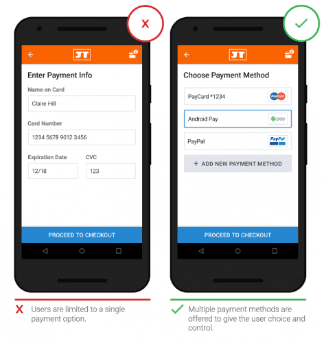 How multiple payment methods may improve user experience
