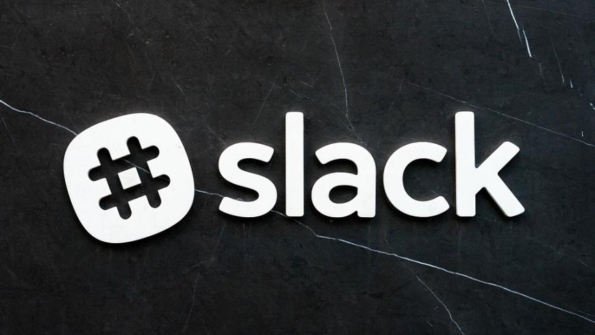 The Slack app logo in white over a black background