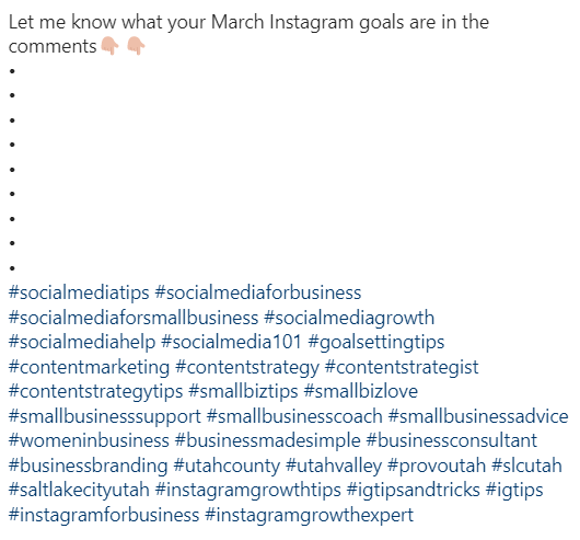 example of hashtags in a post caption