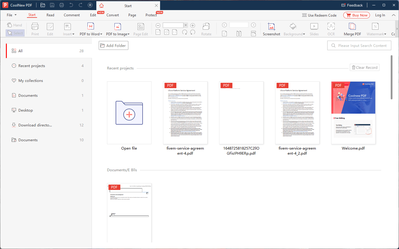 CoolNew PDF Editor Dashboard