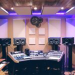 recording studio with ultra violet florescent