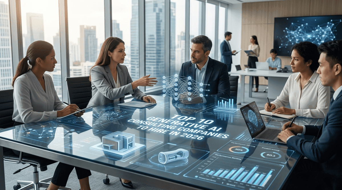 Professionals reviewing top gen-AI consulting companies
