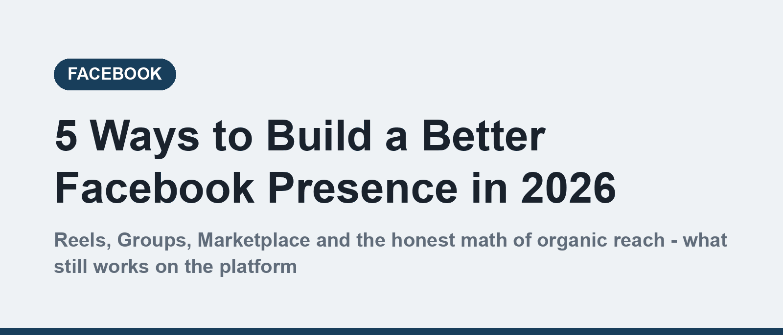 Build a better Facebook presence in 2026