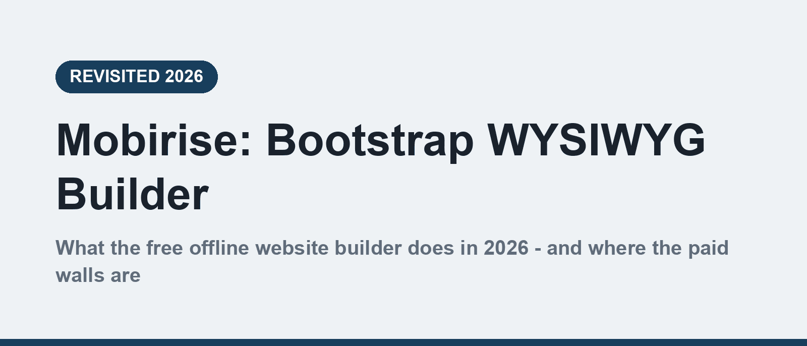 Mobirise Bootstrap WYSIWYG builder in 2026